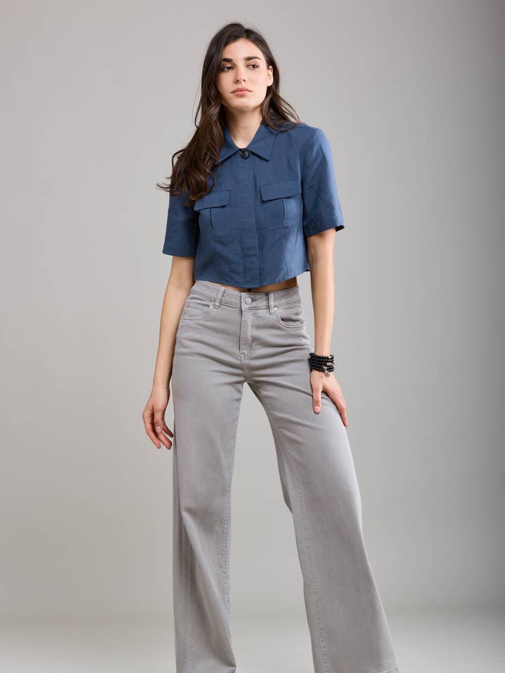 Toxik3 jean wide taille haute long for wholesale by Toxik3