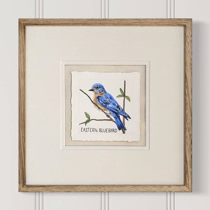Eastern Bluebird square giclee print for wholesale by Meredith Raiford Art