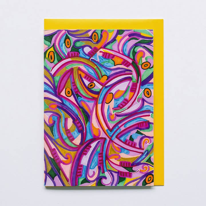 Vivid Pinks Lines Abstract | Art Card for wholesale by Lilian G Limited
