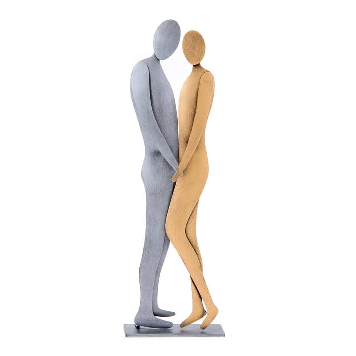 Love Couple Figurines Modern Metal Table or Wall Decor 27cm for wholesale by ARTIA LTD