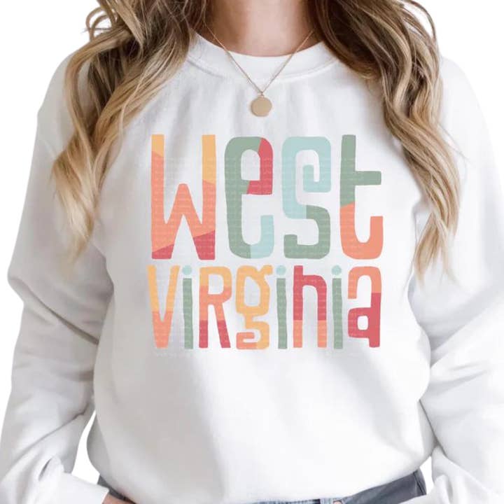 West Virginia Sweatshirt - Retro Farvet for engroshandel hos Farmtown Printing Company