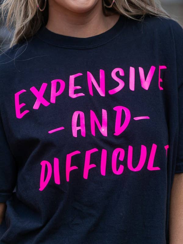 birdie - Wholesale Screen Printed T-Shirt - Women's - Expensive & Difficult Black Graphic Tee2