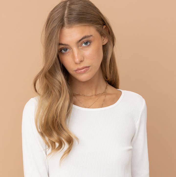 32452T - Ribbed Crop Bust line Curve Rhinestone Fringe Top for wholesale by Blue B