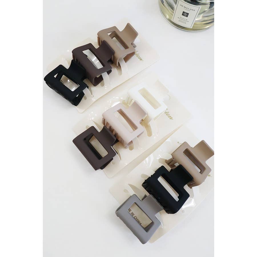 3-Pcs Neutral Color Mini Rectangle Hair Claw Set for wholesale on Faire5