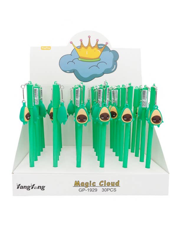 Animated Avocado Accent 30 Bundle Set Ball Point Gel Ink Pen for wholesale by Cap Zone