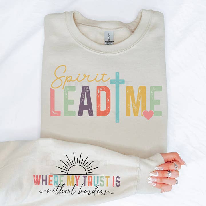 Spirit Lead Me + Sleeve Crewneck Sweatshirt for wholesale by Trendy Tee Co.