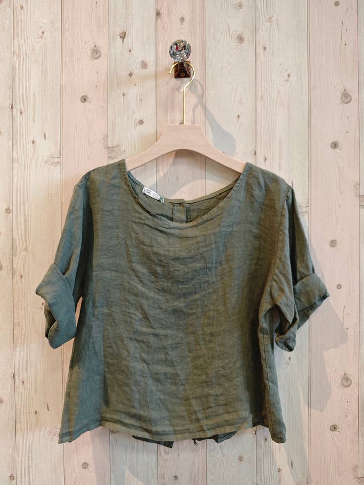 Linen & More - Wholesale Blouse - Women's - REF 59076 BASIC LINEN SHORT BLOUSE 100%