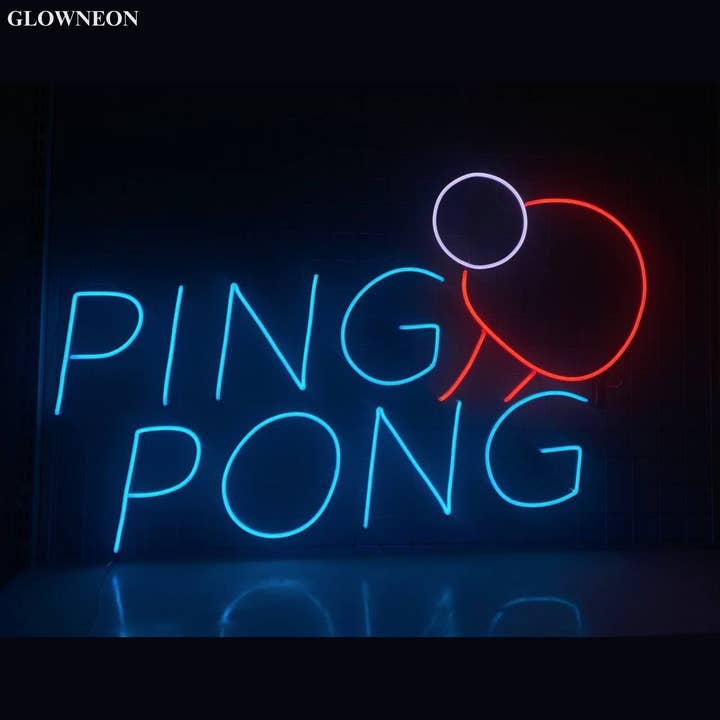 Glow Neon – Sinal de néon por atacado – Luz Led de Parede de Ping Pong, Decoração de Clube de Ténis de Mesa de Ping Pong