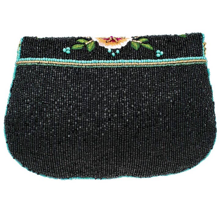 Mary Frances Accessories - Wholesale Crossbody Bag - Women's - Dream Chaser Black Beaded Butterfly Crossbody Clutch Handbag