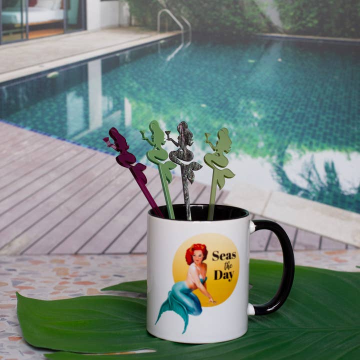 Mod Lounge Paper Company - Venta al por mayor Taza - Taza de café Seas the Day Vintage Mermaid Pinup3