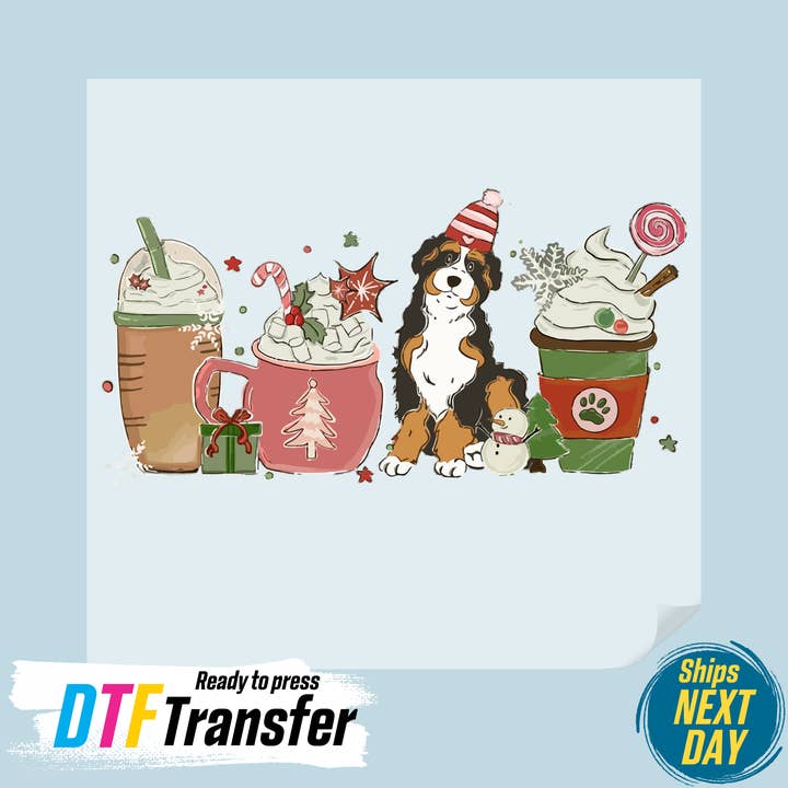 Christmas Bernedoodle DTF Transfer for wholesale by DTF Office
