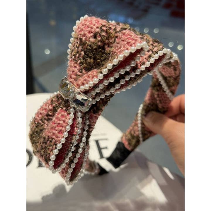 KiddieKickz - Wholesale Fashion Headband - Kids - Sophisticated Sweetheart Plaid Tweed Bow Headband4