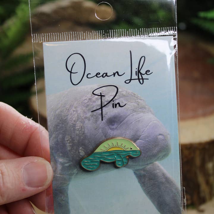 National Parks and Beyond - Wholesale Lapel Pin/Button - Manatee and the Ocean - Metal & Enamel Pin1