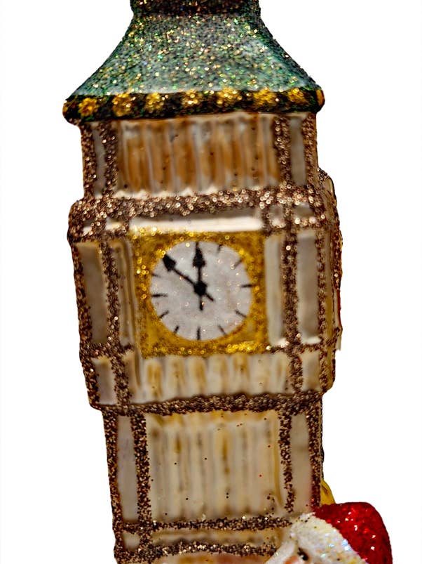 London's Big Ben Santa Glass Christmas Ornament for wholesale by Mia's Polish Treasures