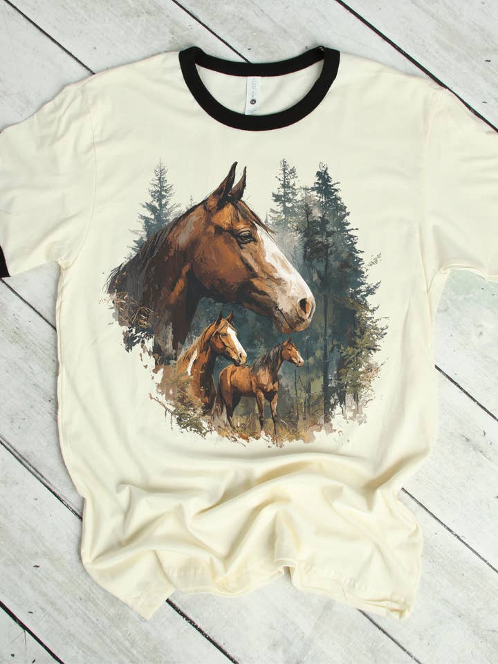 90's Horse Ringer Tee for wholesale by Hank & Scoot