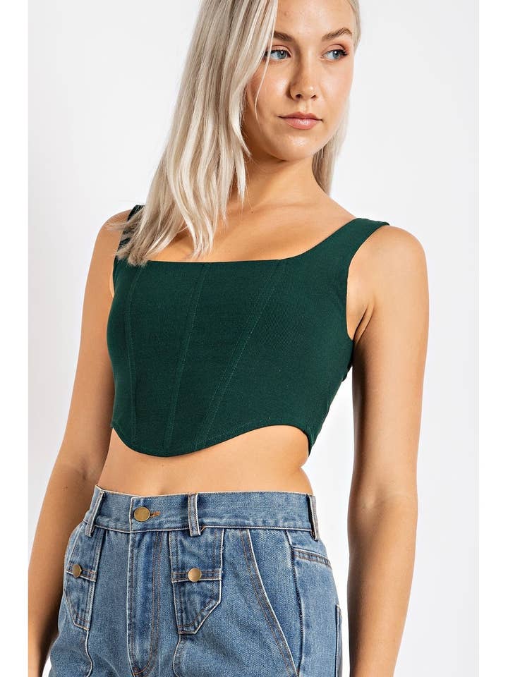 Ct1683 Top de Tirantes de Punto Canalé con Corsé para venta al por mayor de Edit by Nine