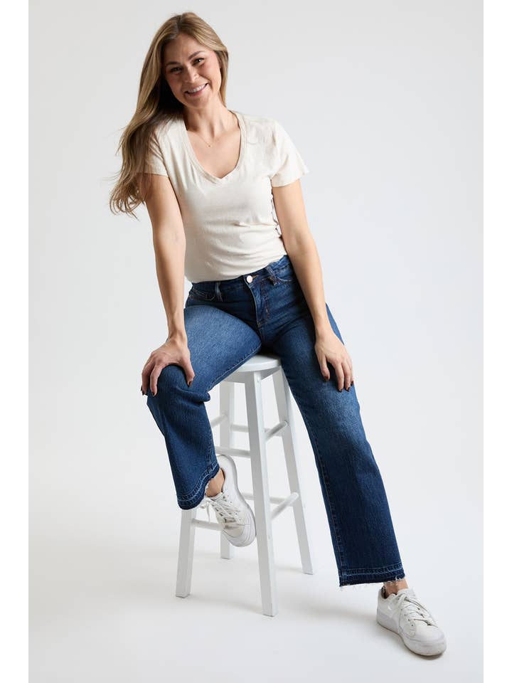 YMI - Wholesale Jeans - Women's - High Rise Wide Leg Jeans with Raw Hem-FG11