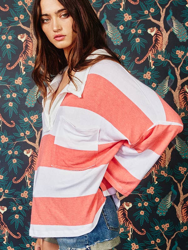 Black T1211C Oversized Stripe Top for wholesale on Faire24