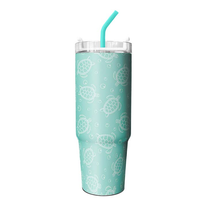 30oz Sea Turtle Design Insulated Tumbler with Straw for wholesale by OEELINN