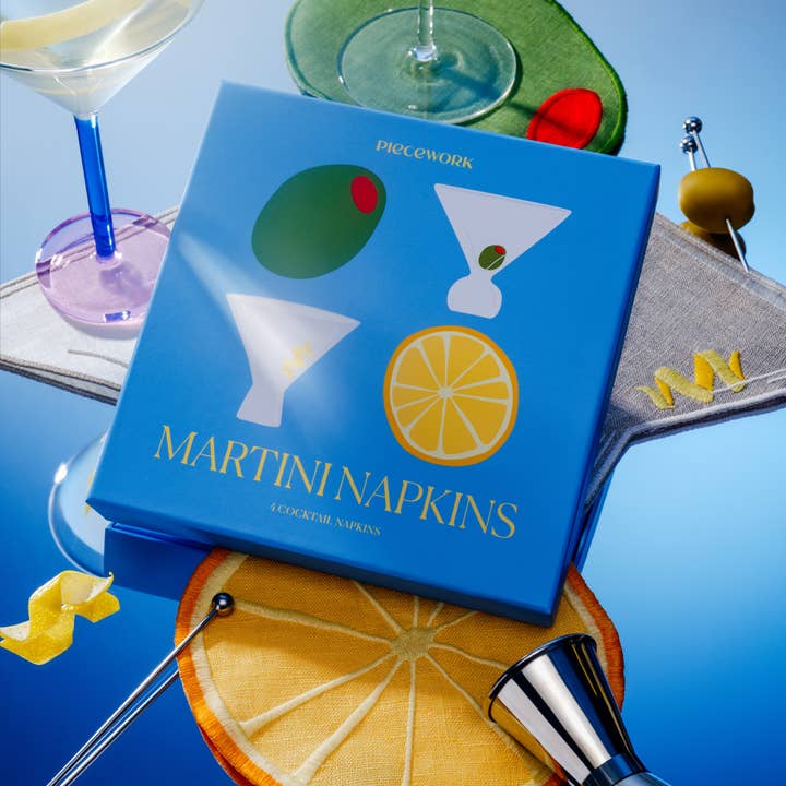 Piecework - Wholesale Dinner & Cloth Napkin - ✨Back In Stock✨Martini Cocktail Napkins - Set Of 41