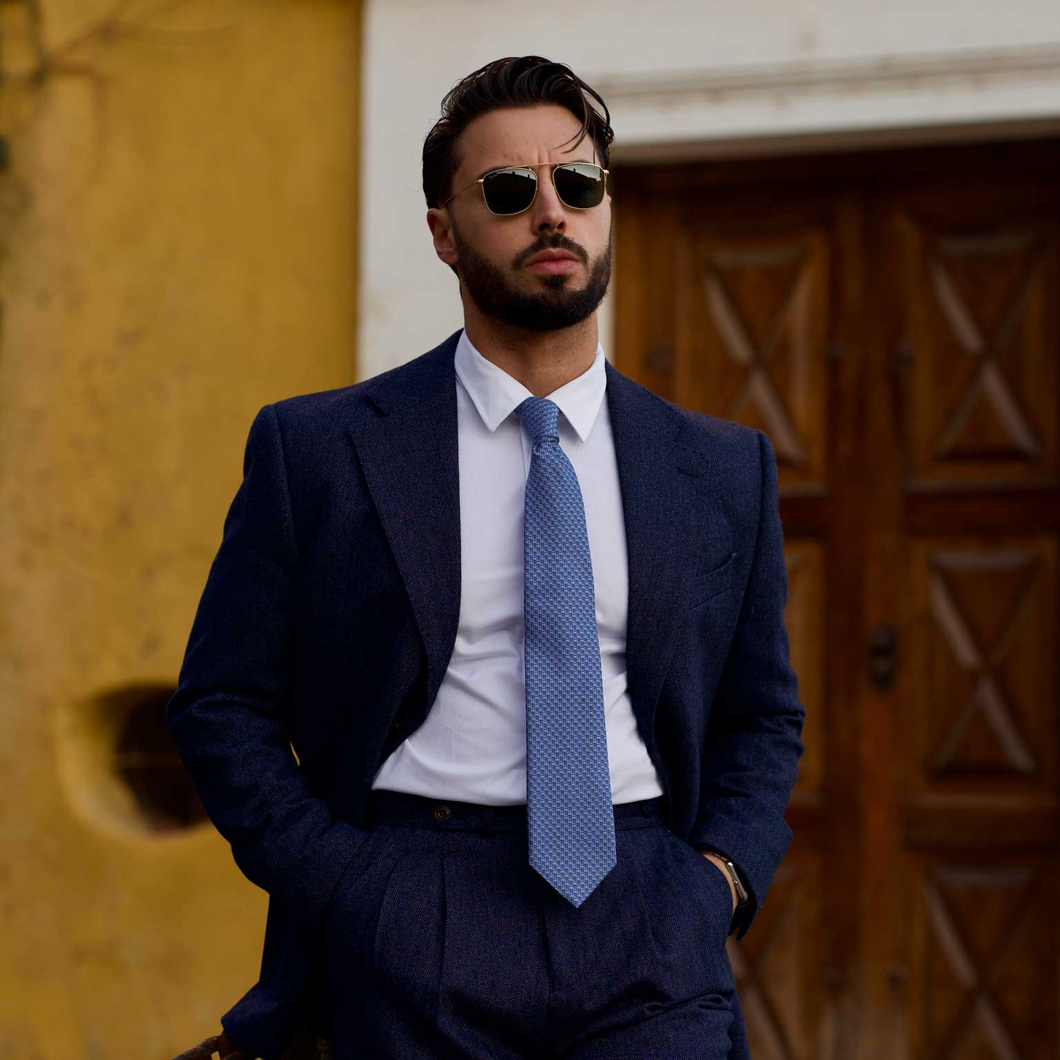 Elizabetta Made in Italy USA – wholesale Necktie – Men’s – Brunelli - Silk Jacquard Tie - Blue1