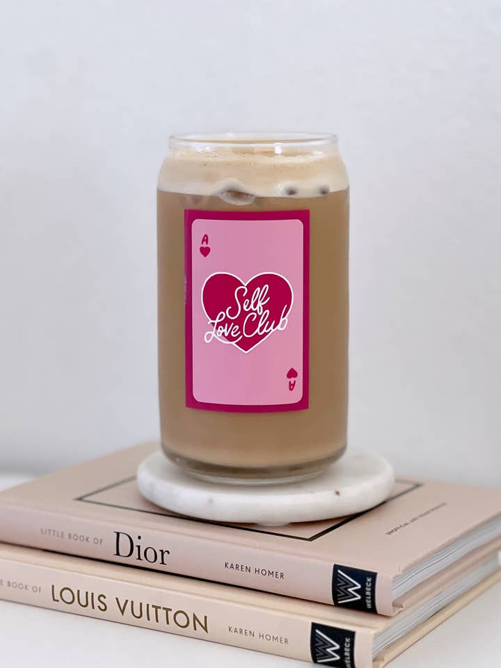 Self Love Club | Modern Coffee Glass- Valentines for wholesale by Electric Feels Company