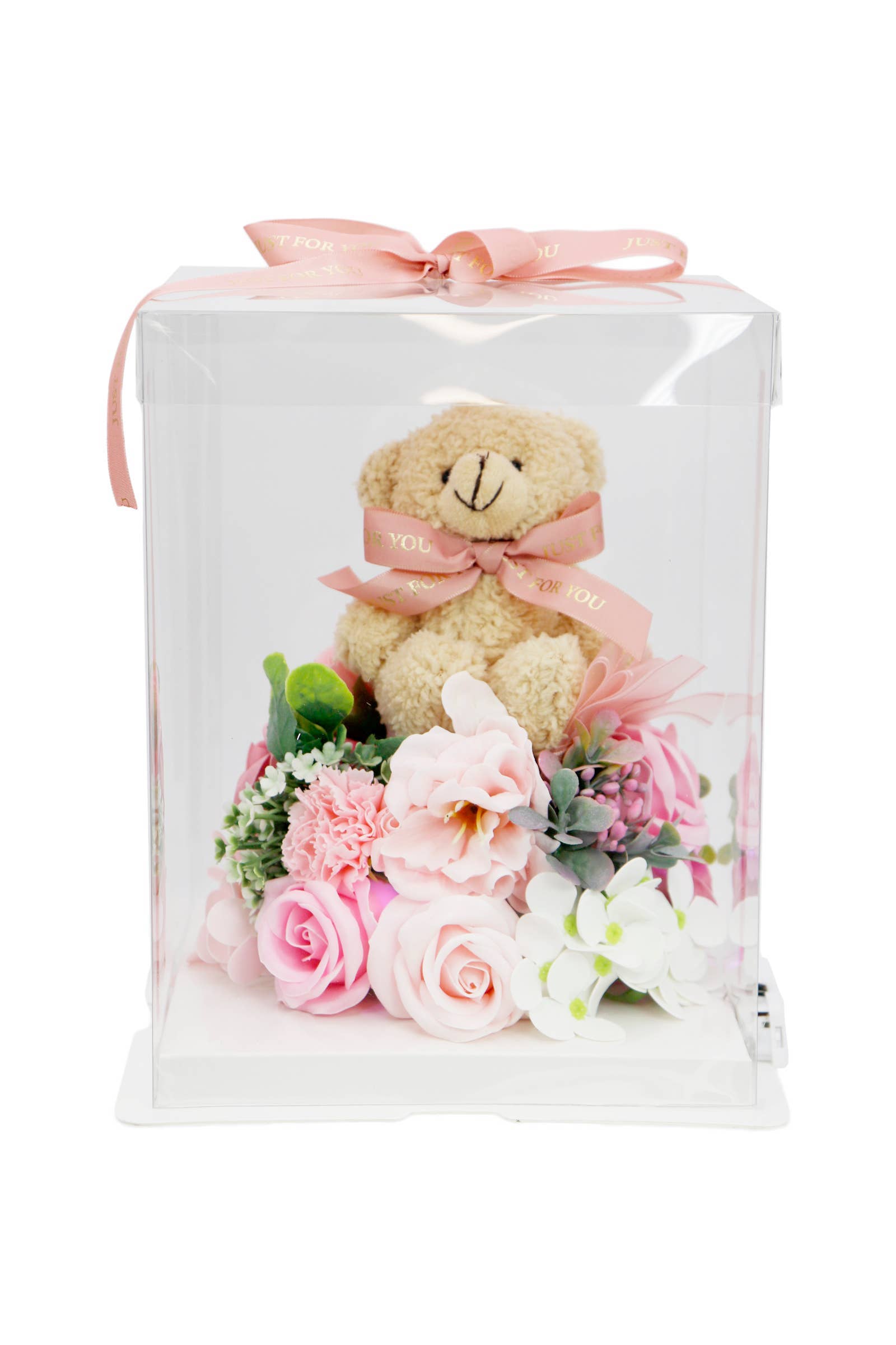 ASSORTED Mini Bear Soap Rose Dome Led Gift Box - 9 Inch for wholesale on Faire2