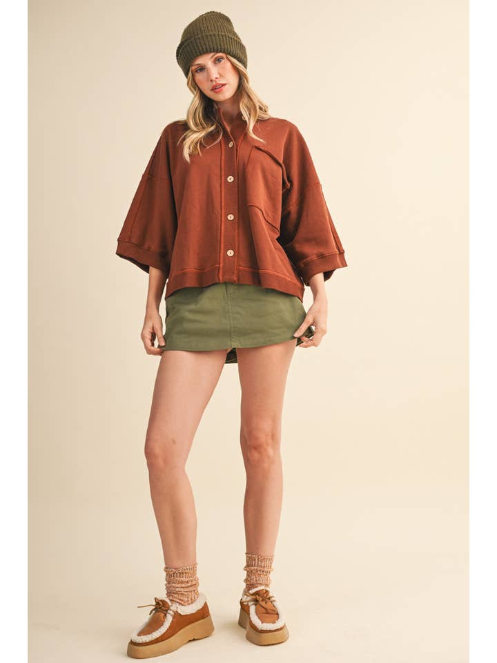 Klesis - Vente Chemise à col boutonné – femme - IJ1589 CHEMISE UNIE SURDIMENSIONNÉE À BOUTONS ET POCHE AVANT17