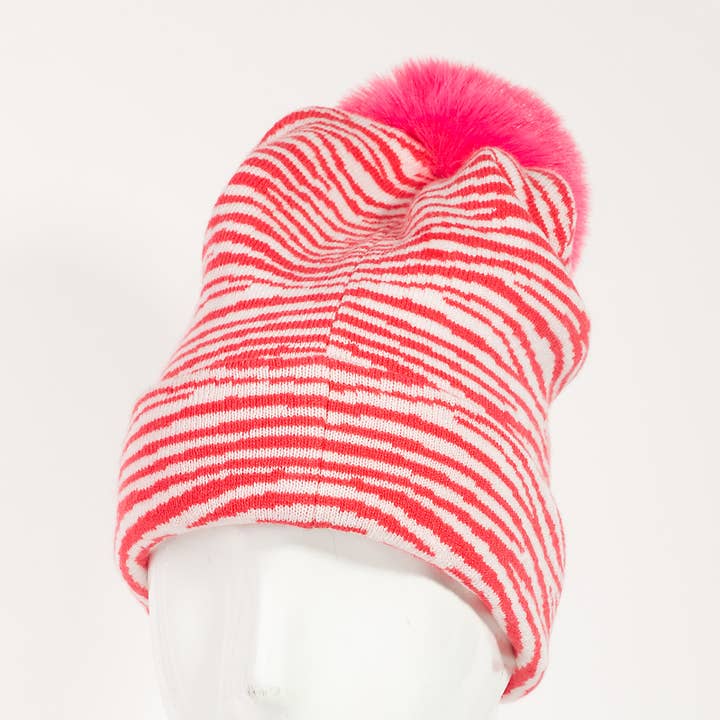 Zebra Striped Beanie for wholesale by Collections by Fame Accessories