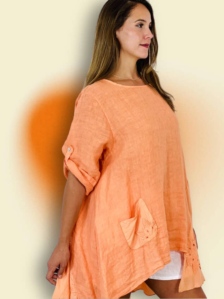 Linen & More - Wholesale Tunic - Women's - REF 11922 100% LINEN LONG BLOUSE