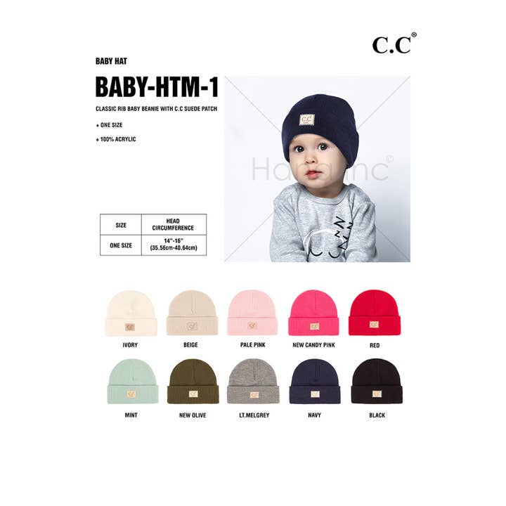 Hana - Wholesale Beanie - Women's - C.C Baby Classic Rib Beanie with C.C Suede Patch10