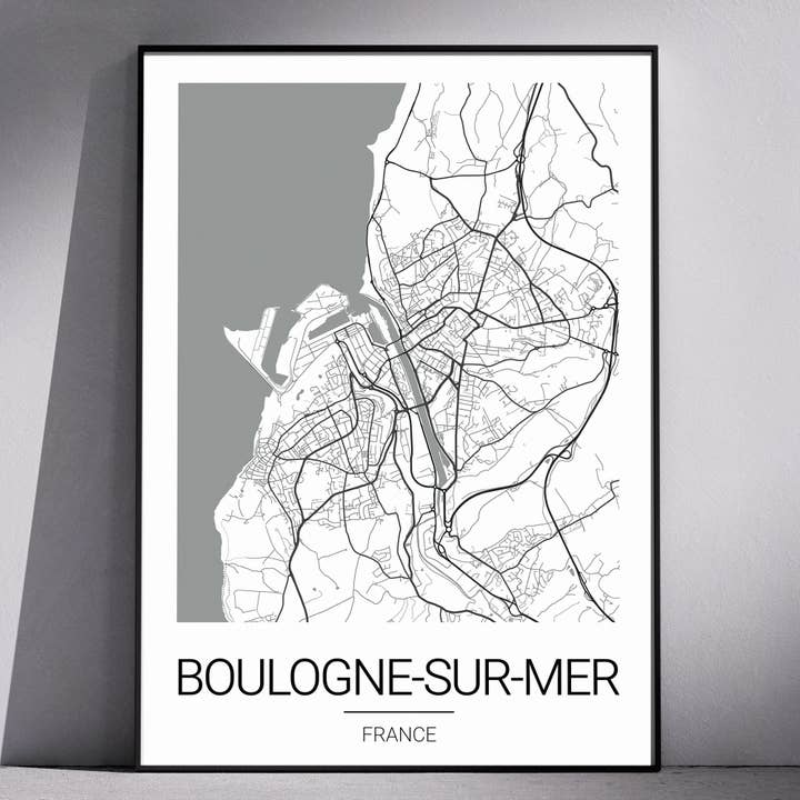 Affiche plan de ville France - Boulogne-sur-Mer pour la vente par DLF creation