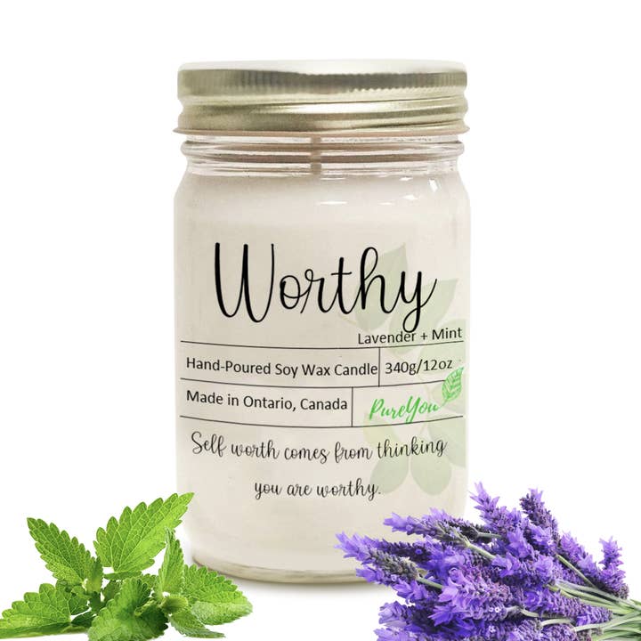 Vela de cera de soja Worthy (lavanda+menta) para venta al por mayor de PureYou handmade