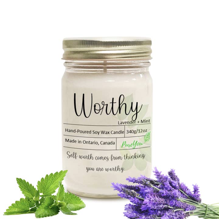 Worthy Soy Wax Candle (Lavender+Mint) for wholesale by PureYou handmade