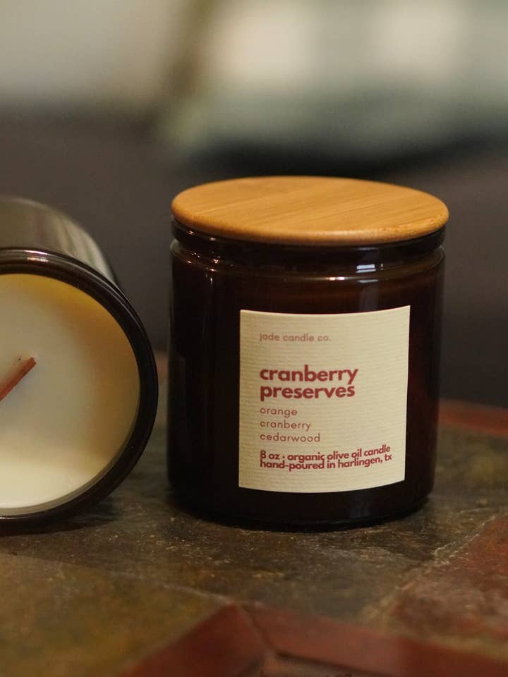 Winter Edition - Cranberry Preserves | Organic Olive Candle for wholesale by Jade Candle Co.