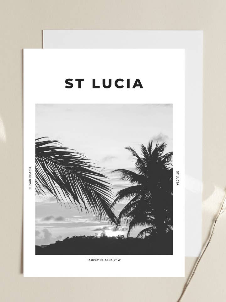 Impresión de Santa Lucía «La puesta de sol más melocotón» 1 para venta al por mayor de The Travel Edit