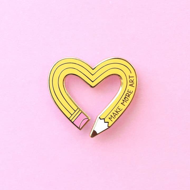 Make More Art Heart Pencil Enamel Pin for wholesale by Sugarnova