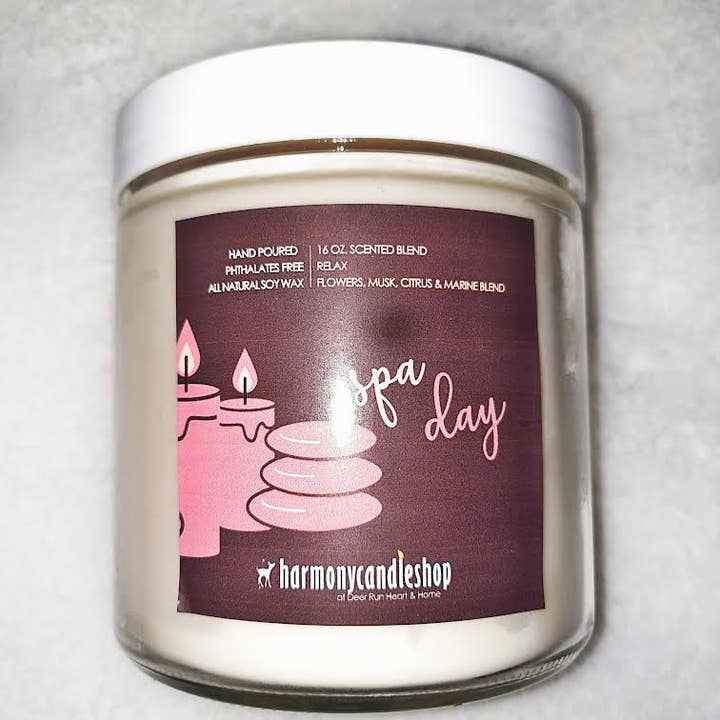 Spa Day Pure Essential Oil handmade Soy Candle for wholesale by Deer Run Heart and Home