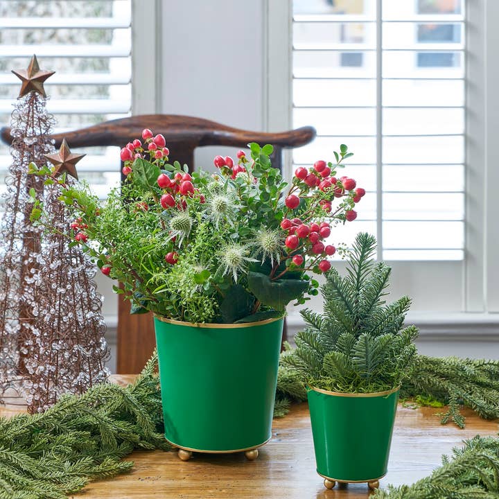 Mattie Round Cachepot Planter - Emerald Green for wholesale on Faire1