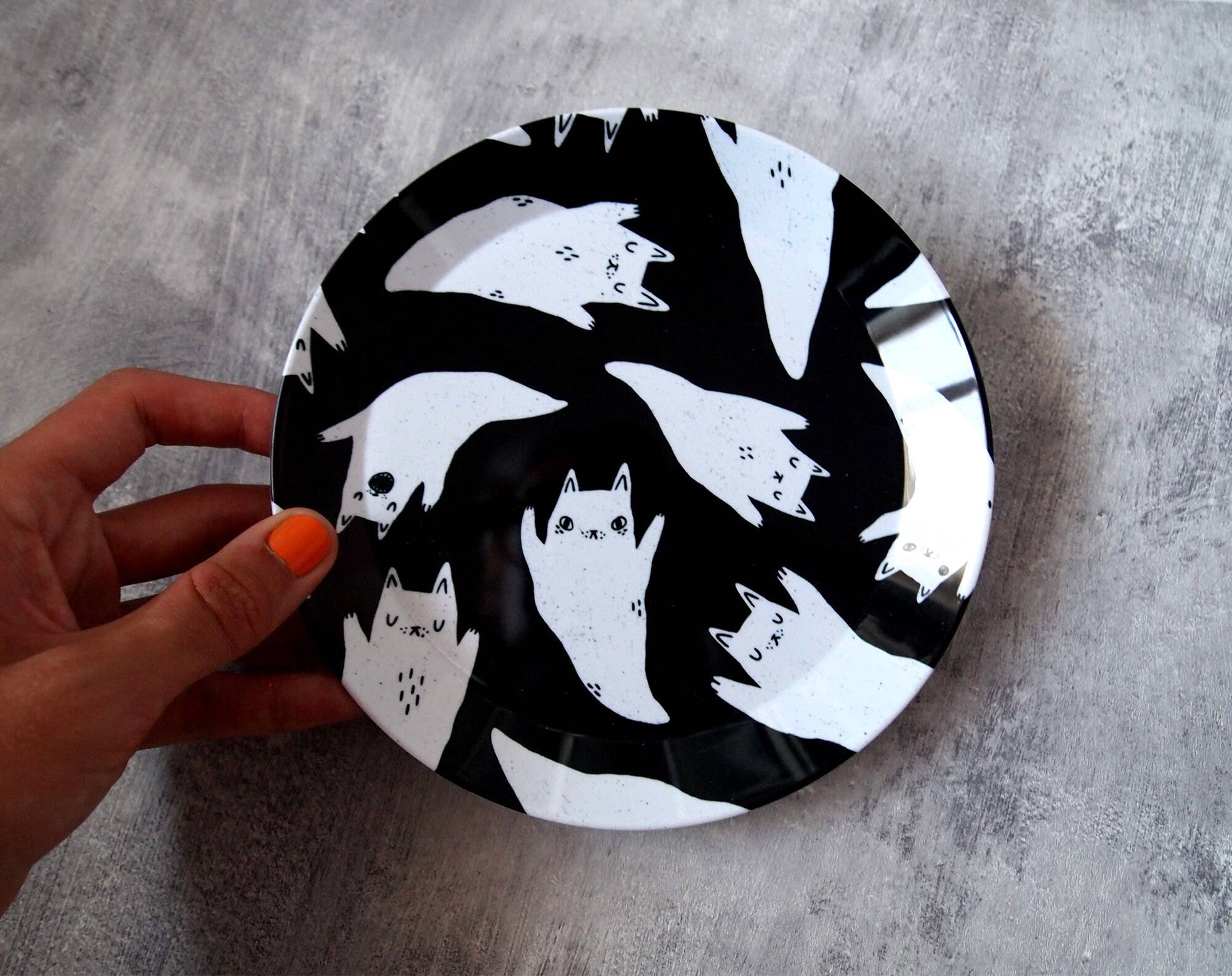 I LIKE CATS - Wholesale Dinner plate - Ghost Cats Spooky Party Plate, plastic plate, picnic plate5