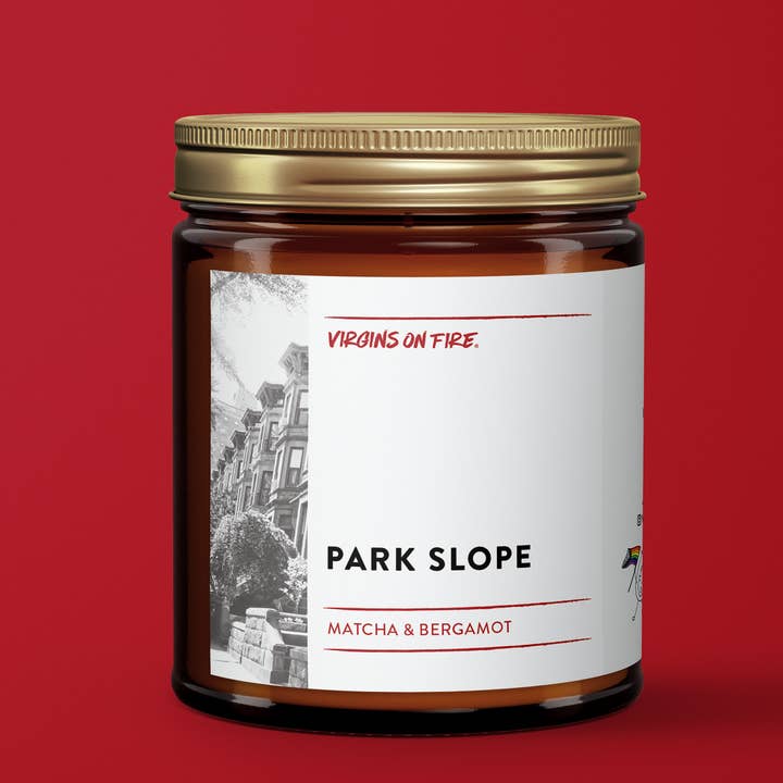 Virgins On Fire Candle Co. - Wholesale Jar/Filled Candle - PARK SLOPE (Matcha & Bergamot) Handmade Brooklyn Soy Candle
