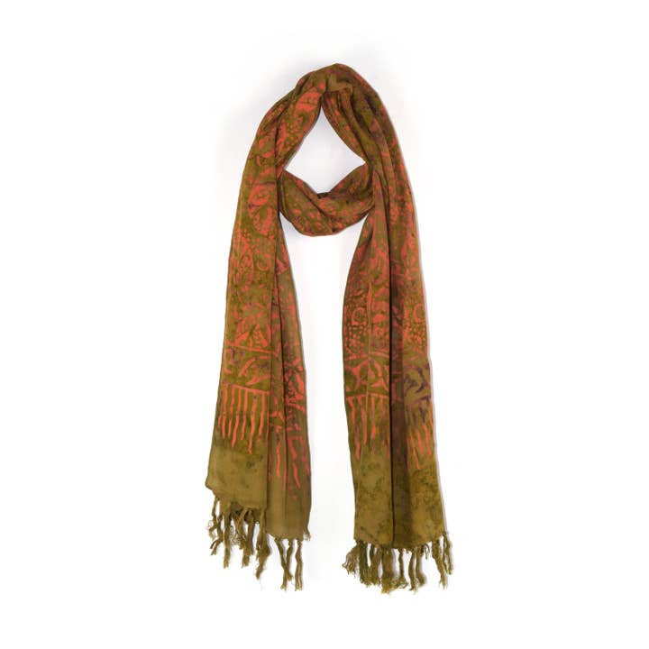Nusantara Inc. - Wholesale Scarf - Women's - Rayon Batik Scarf - 98781 A-C (Knotted Fringe)30