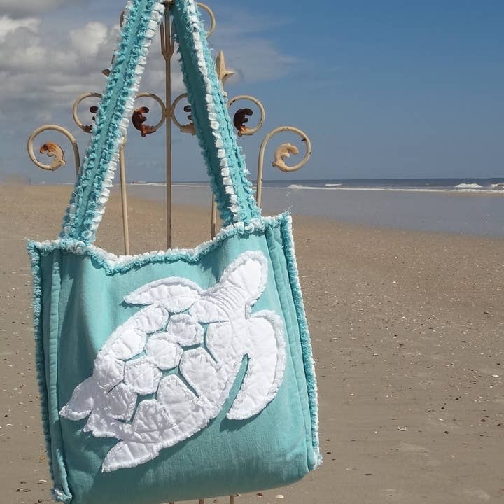 Bolsa de Praia com Tartaruga Marinha Coastal por atacado de Sandy by the Sea Designs