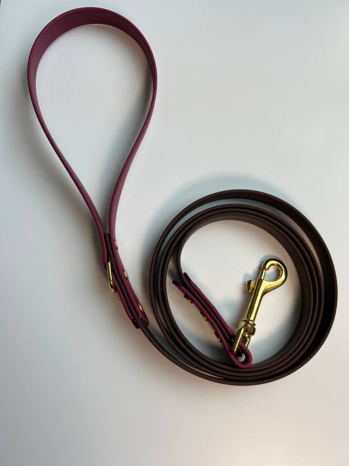 Two-tone Biothane Dark Brown and Wine for wholesale by Let’s Go Leash Co.