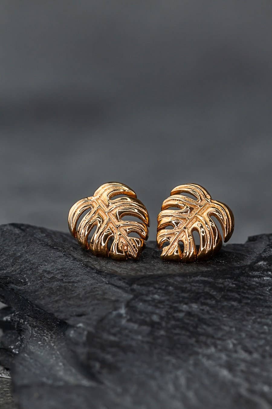 MadamLili - Wholesale Stud/Post Earrings - Monstera Leaf Earrings - 925 Sterling Rose Gold Plated - Exotic Leaves Jewelry - OHR925-896