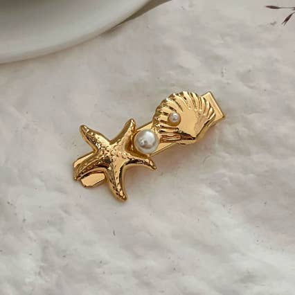 Little Trendy - Wholesale Hair Clip - Women's - Marine life alloy hair clip beachside Sea Star hair clip