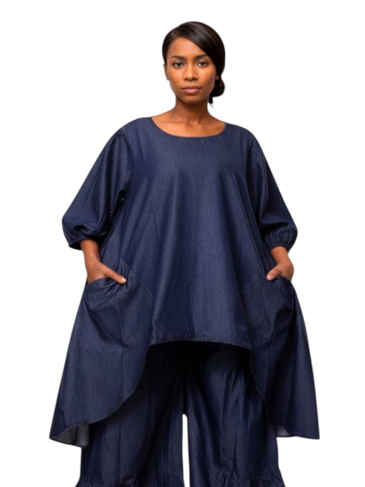 777DLS - Woman Denim Pant & Blouse Set for wholesale by India Batik