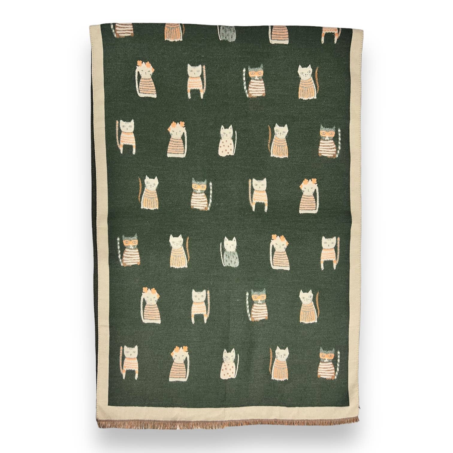 London Scarves - Vente Écharpe – femme - Écharpe réversible en laine mélangée à motifs de chats colorés10