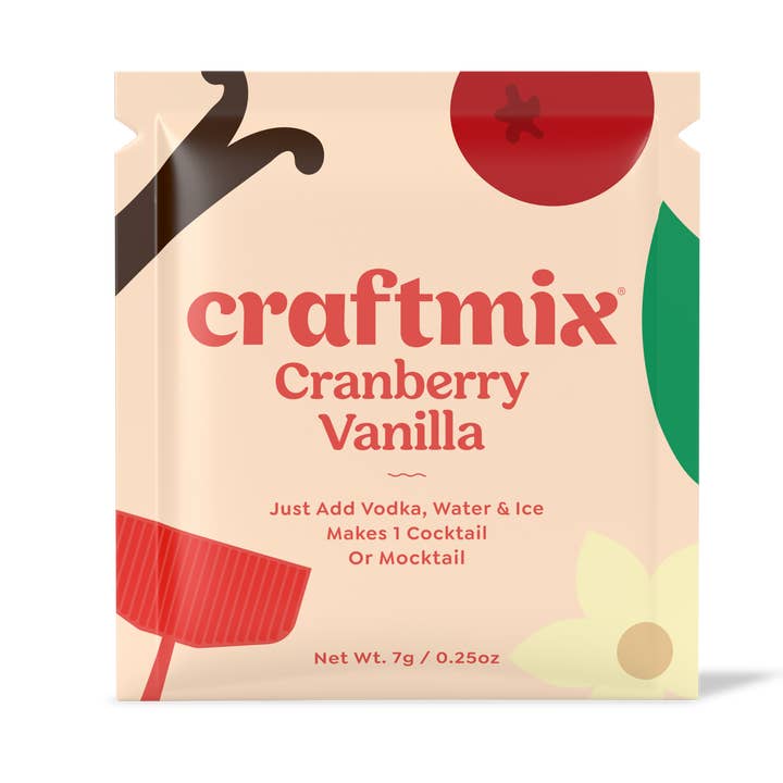 Craftmix - Wholesale Non-Alcoholic Aperitif/Mocktail - Cranberry Vanilla Cocktail / Mocktail Mixer - Single Packets