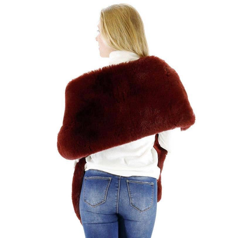 Diacly - Vente Châle – femme - Écharpe surdimensionnée en fausse fourrure de vison pour cheveux courts8